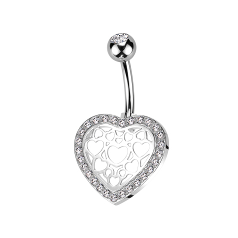 Banana silver with ball silver crystal silver and heart edged with crystals silver
