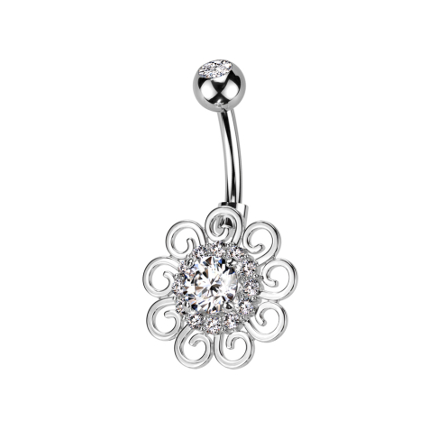 Banane silber mit Kugel silber Kristall silber und Blume Kristallen silber