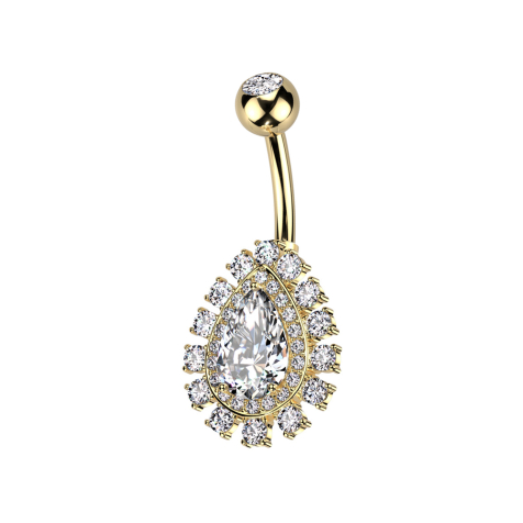 Banane dorée avec boule dorée cristal argenté et grande goutte cristal argenté cristaux argentés