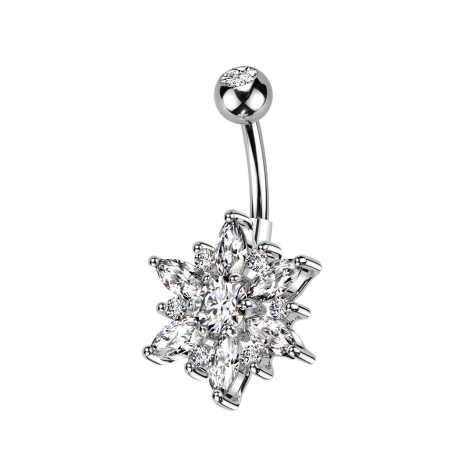 Banana silver with ball silver crystal silver and flower crystals silver and silver