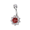 Banana internal thread silver with cylinder silver crystal silver and flower large crystal red crystals silver