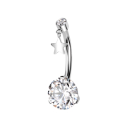 Threadless banana silver cylinder silver crystal silver...