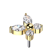 Threadless simple butterfly gold-plated crystals silver
