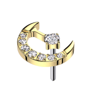 Threadless crescent moon gold-plated crystals silver...