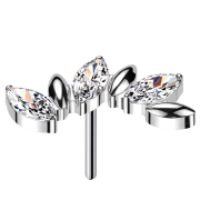 Threadless tre ovali argento tre ovali cristalli argento