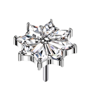 Threadless flower silver diamond crystals silver