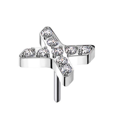 Threadless X cristalli argento argento