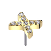 Threadless X cristalli placcati oro argento