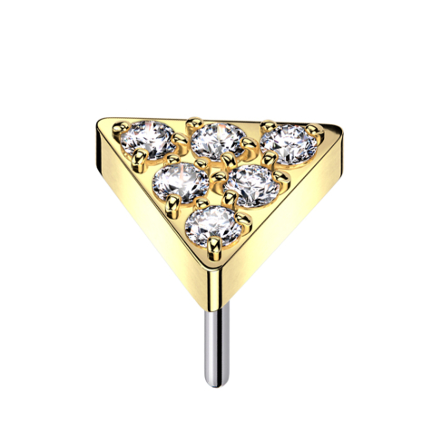 Triangolo senza filettatura placcato oro cristalli argento