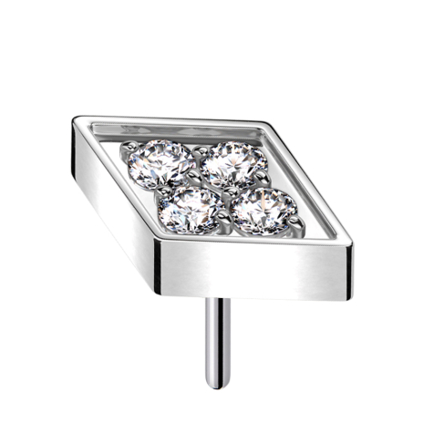 Threadless Diamante argento Cristalli argento