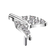 Threadless Haifisch Schwanzflosse silber Kristalle silber