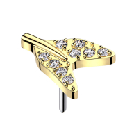 Threadless Haifisch Schwanzflosse vergoldet Kristalle silber