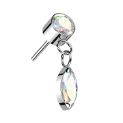 Threadless cylinder silver crystal multicolor pendant...