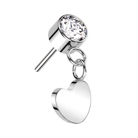 Cilindro senza filettatura argento Cristallo argento Ciondolo cuore argento