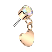 Threadless cylinder rose gold crystal multicolor pendant...