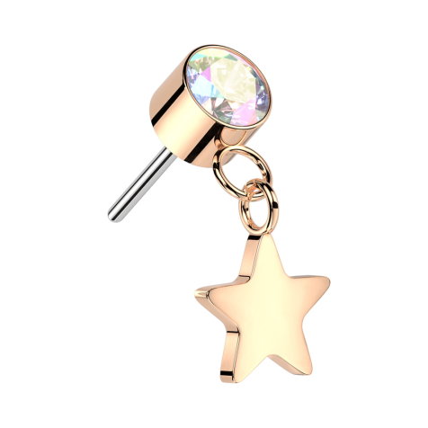 Cilindro senza filettatura oro rosa cristallo multicolore pendente stella oro rosa