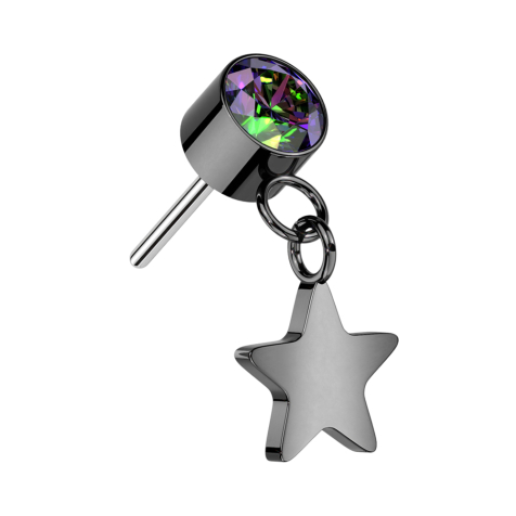 Threadless Zylinder schwarz Kristall dunkel multicolor Anhänger Stern schwarz