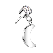 Pendentif cylindre sans fil argent cristal argent lune...