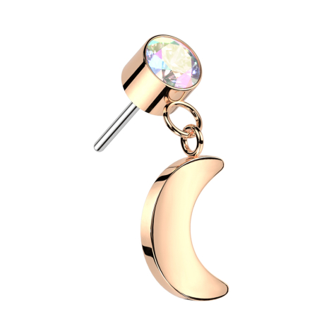 Threadless Zylinder rosegold Kristall multicolor Anhänger Mond rosegold