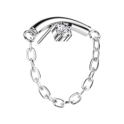 Threadless rod silver pendant chain crystal silver