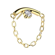Threadless bar gold-plated pendant chain crystal silver