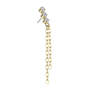 Threadless gold-plated three crystals silver pendant two...