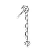 Threadless silver crystal silver pendant chain crystal...