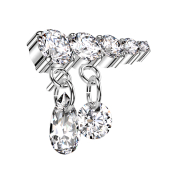 Threadless argento cinque cristalli argento ciondolo due...