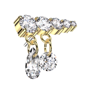 Threadless placcato oro cinque cristalli argento ciondolo...