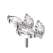 Threadless Blatt silber vier Kristalle silber