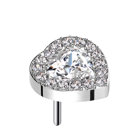 Threadless argento Cuore di cristallo argento Cristalli argentati intorno al bordo argento