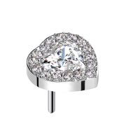 Threadless silber Kristallherz silber umrandende...