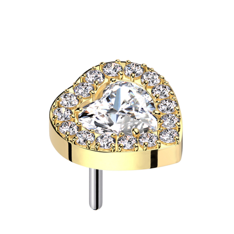 Threadless vergoldet Kristallherz silber umrandende Kristalle silber