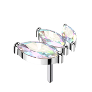 Threadless argento discendente tre cristalli ovali...