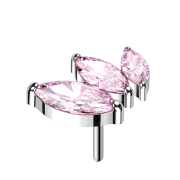 Argento senza filo discendente tre cristalli ovali rosa