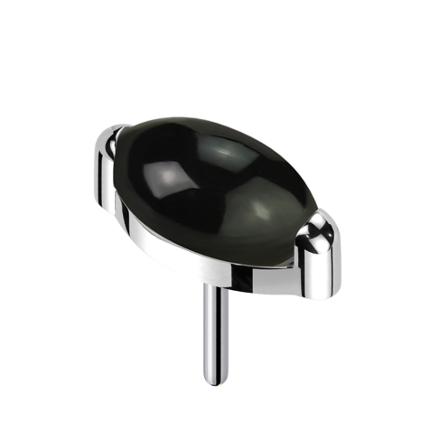 Threadless silver oval black onyx stone