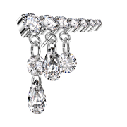 Threadless argento sette cristalli argento pendente tre...