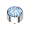 Dermal Anchor Zylinder hoch silber mit Kristall aqua