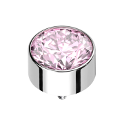 Dermal anchor cylinder high silver with crystal pink