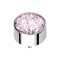 Ancrage cutané cylindrique haut argenté avec cristal rose