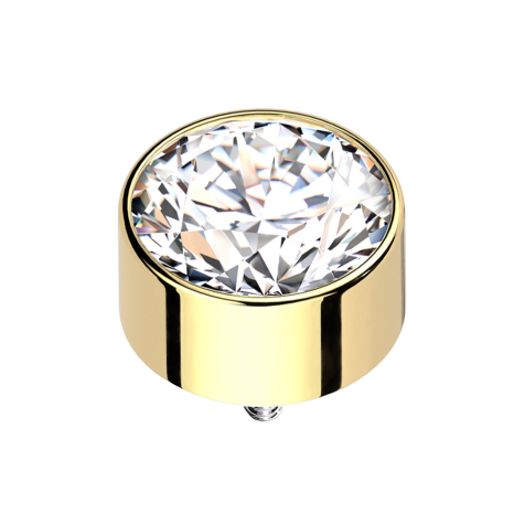 Dermal Anchor Zylinder hoch vergoldet mit Kristall silber