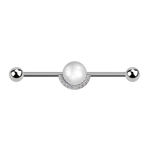 Barbell dargento con due perline dargento Perlina dargento Cristalli dargento