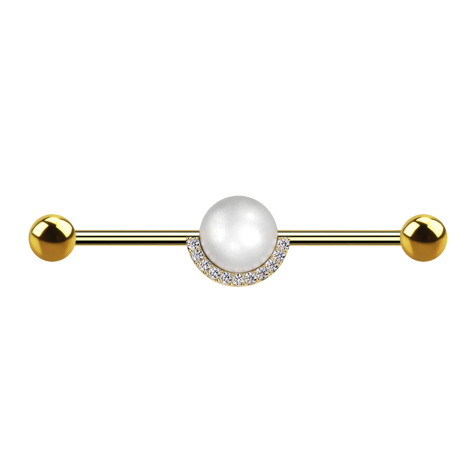 Bilanciere placcato oro con due perle placcate oro cristalli dargento argento