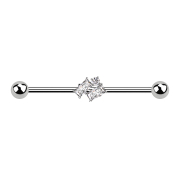 Barbell silver with two balls silver two Baquett crystals...