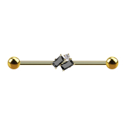 Barbell gold-plated with two balls gold-plated two...