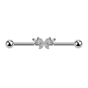 Barbell silver with two balls silver butterfly two...