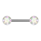 Barbell Threadless silber mit zwei Halbkugeln silber Kristall multicolor