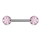 Barbell Threadless argent avec deux demi-sphères argent cristal rose