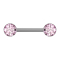 Barbell Threadless silber mit zwei Halbkugeln silber Kristall pink