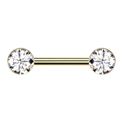 Barbell Threadless vergoldet mit zwei Halbkugeln...